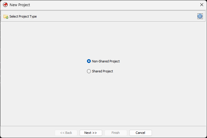 New Project — choose Non-Shared Project
