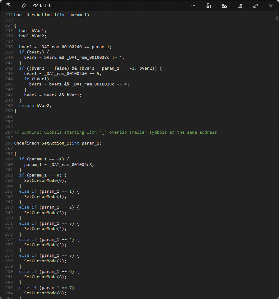 Exported .c file open in a text editor